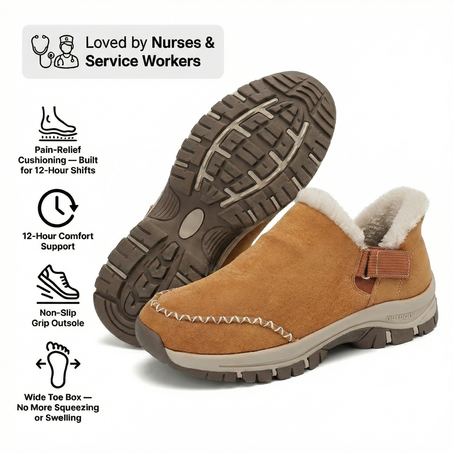 12-Hour Shift Clogs — Plantar Fasciitis & Heel Relief for Back Pain, Bunions & Wide Feet