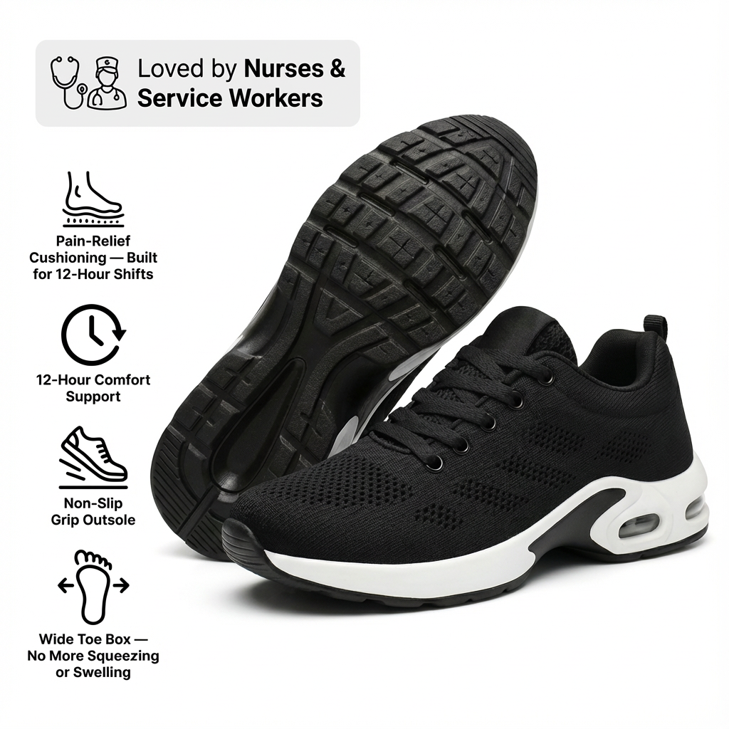 12-Hour Comfort Shoes for Heel & Plantar Fasciitis Relief (Unisex) (BOGO)